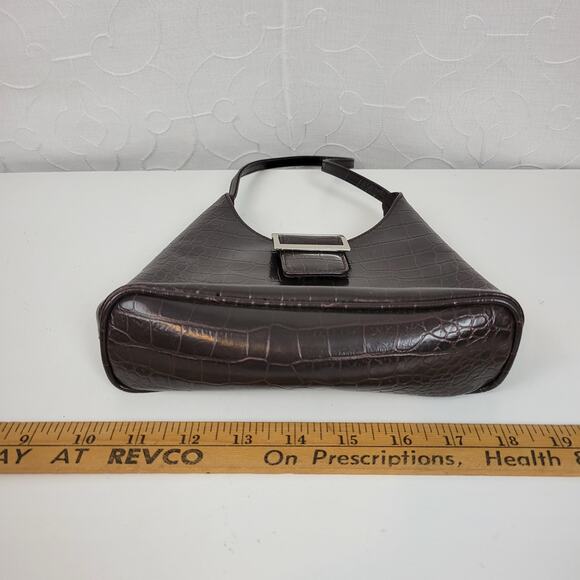VINTAGE Nine West Women's Shoulder Bag OS Brown Crocodile Embossed Single Strap - Picture 12 of 12